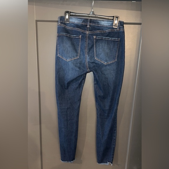 Refuge Dark Blue Distressed Skinny Jeans - Picture 4 of 5